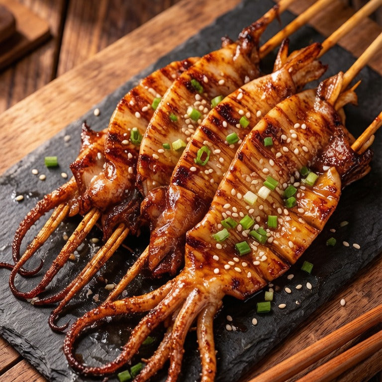 Fresh Cut Squid Skewers