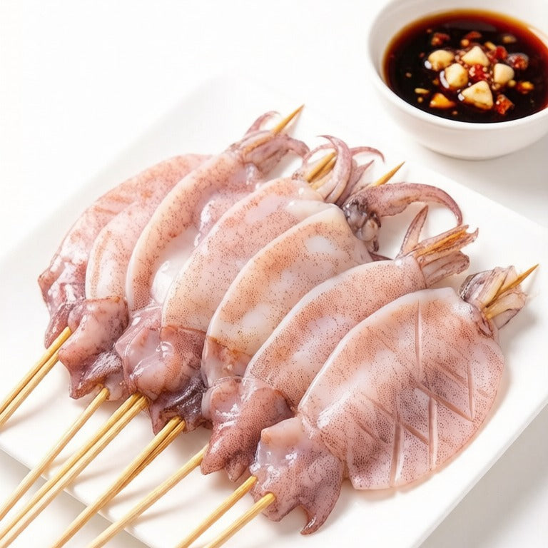 Fresh Cut Squid Skewers